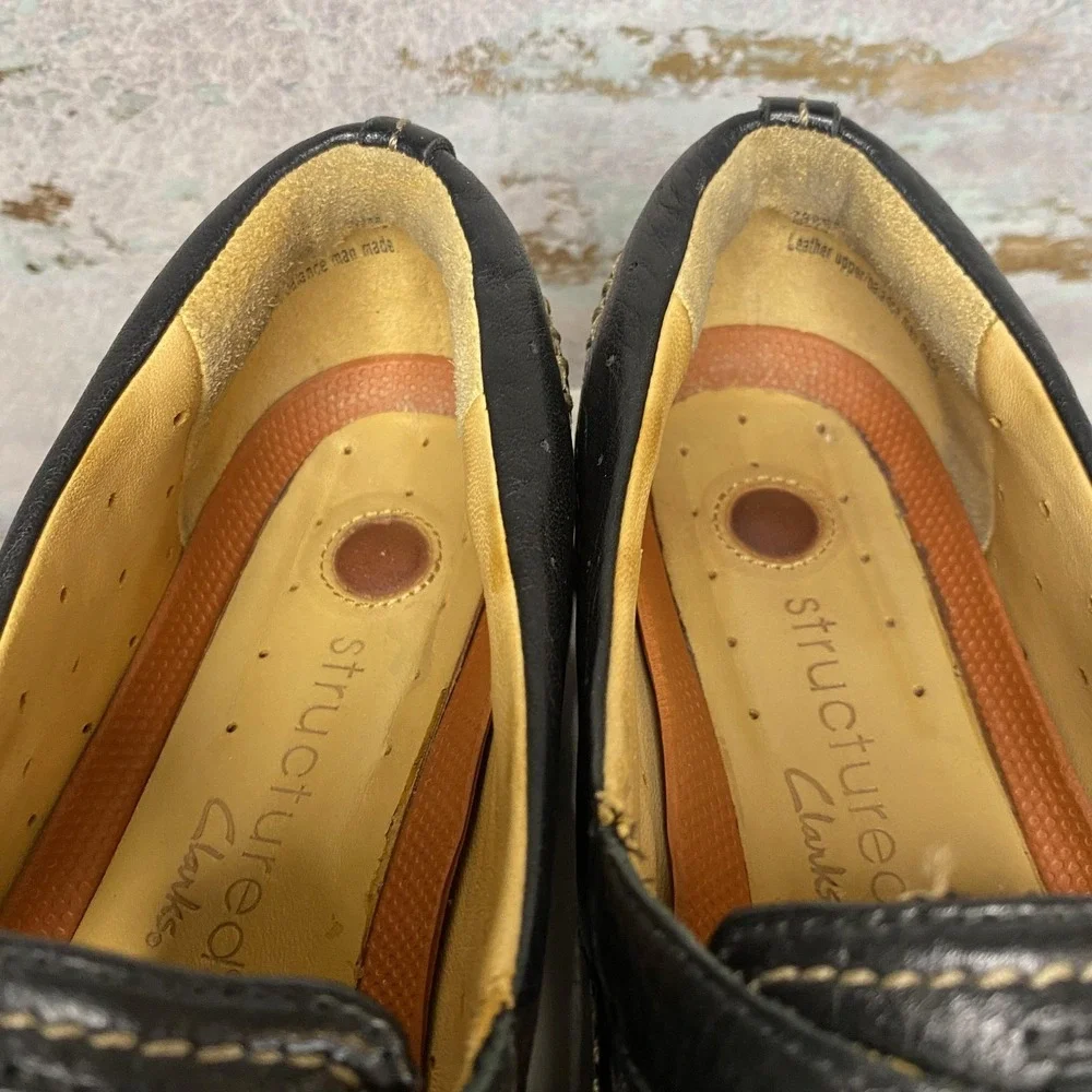Clarks Unstructured Shoes Womens Size 9 Black Leather Mary Jane Comfort Flats
